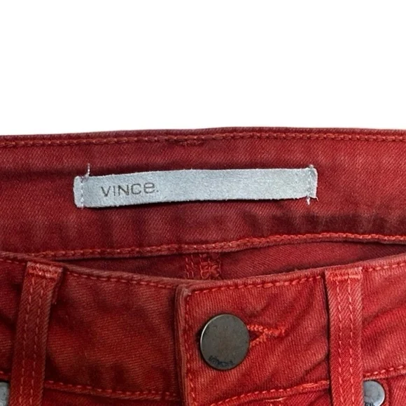 VINCE 5 Pocket Mid-Rise SKINNY Jeans w/Stretch Burnt Orange Women’s Size 26.